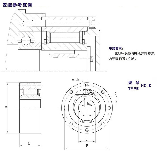 GC-D滾柱式超越離合器結構圖